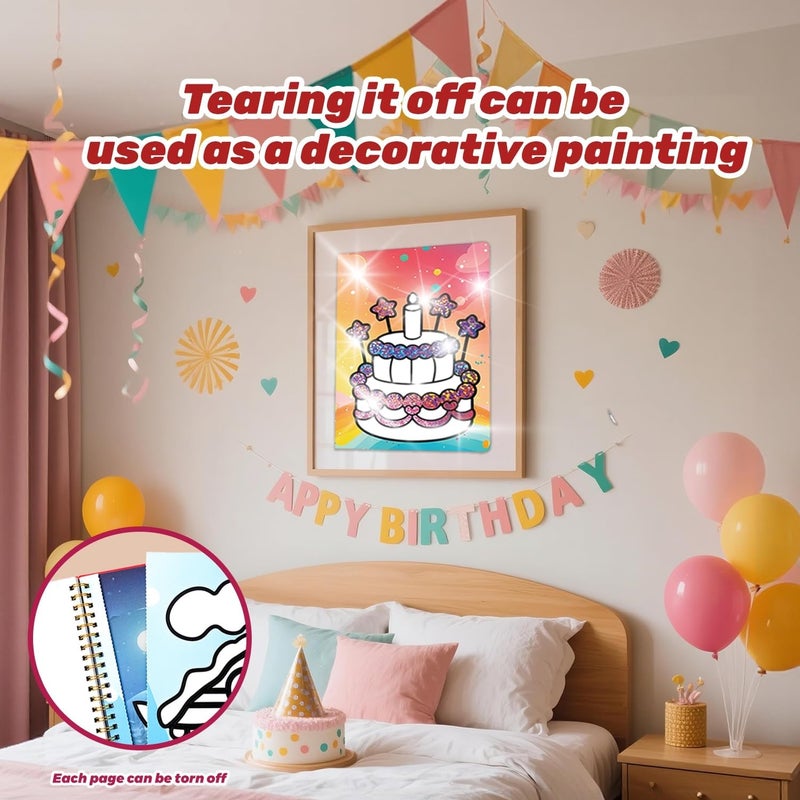 NaTuGi Foil Art Fun for Kids - Happy Birthday Theme Arts and Crafts Kits，Kids Fun Art Supplies ，Creative Birthday Gift ，Travel Toys，Suitable for Girls and Boys Craftikit (Happy Birthday) - Image 5